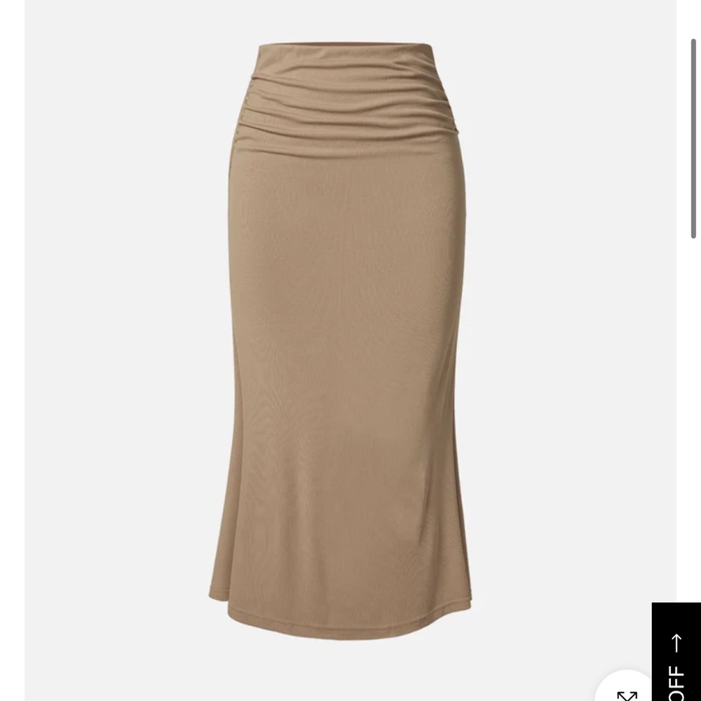 OGL Eco-SkinKiss® Ruched Side Mermaid Maxi Skirt - Taupe